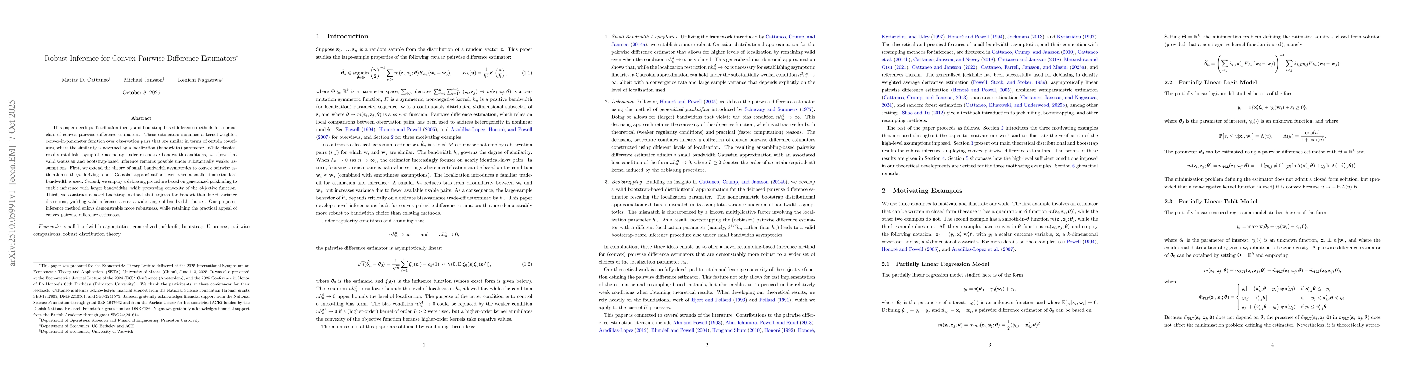 Thumbnail for Robust Inference for Convex Pairwise Difference Estimators