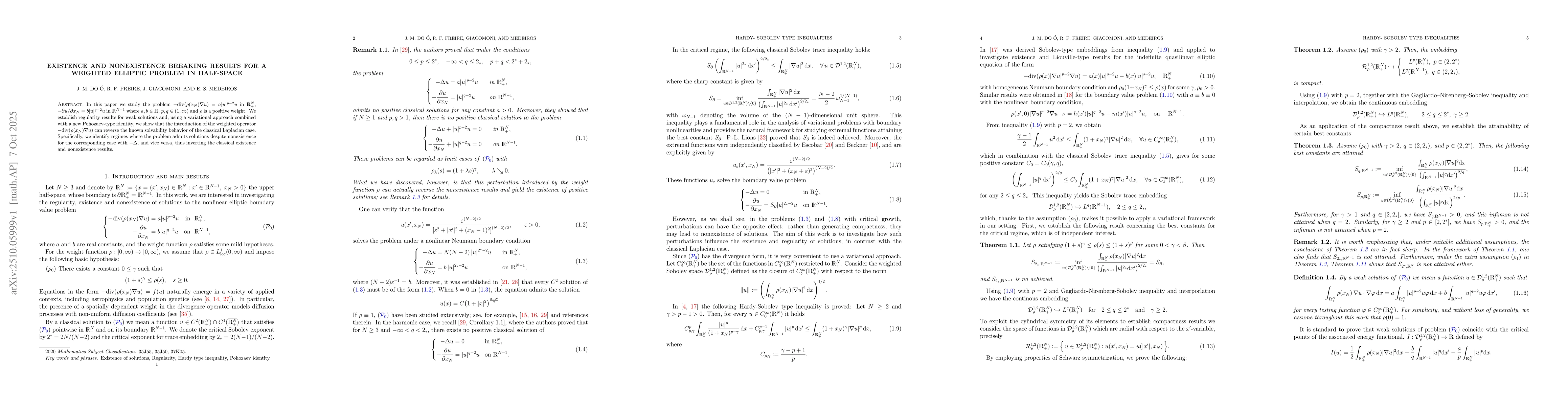 Thumbnail for Existence and Nonexistence Breaking Results For a Weighted Elliptic
  Problem in Half-Space