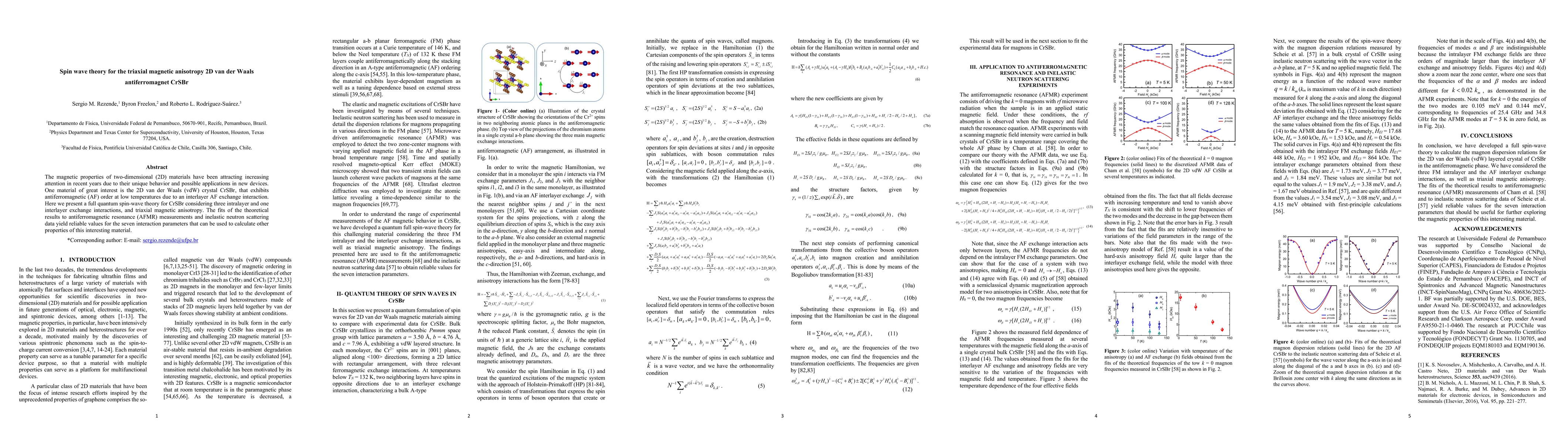 Thumbnail for Spin wave theory for the triaxial magnetic anisotropy 2D van der Waals
  antiferromagnet CrSBr