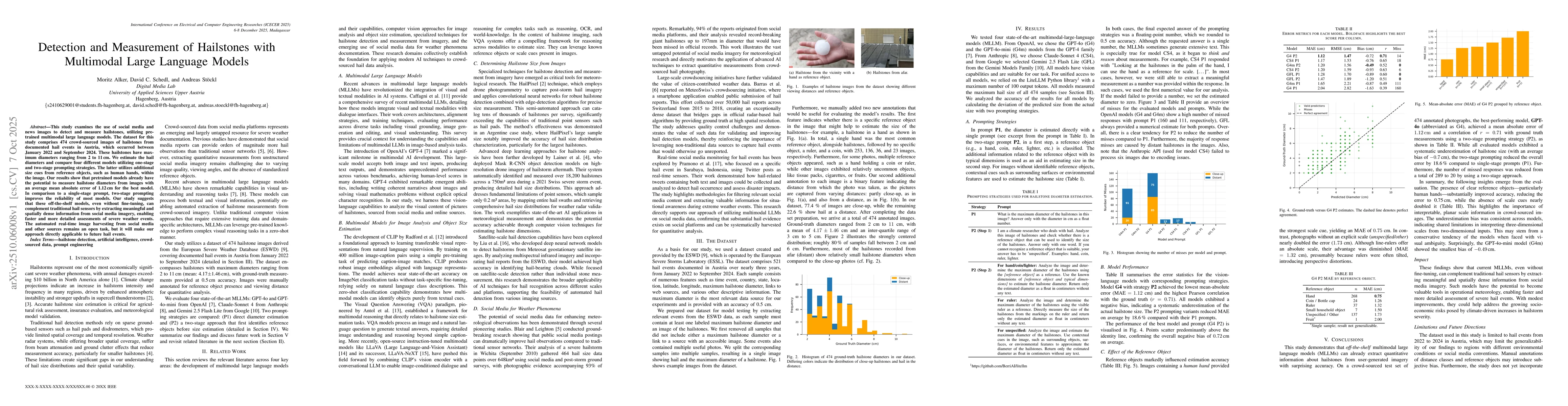 Thumbnail for Detection and Measurement of Hailstones with Multimodal Large Language
  Models