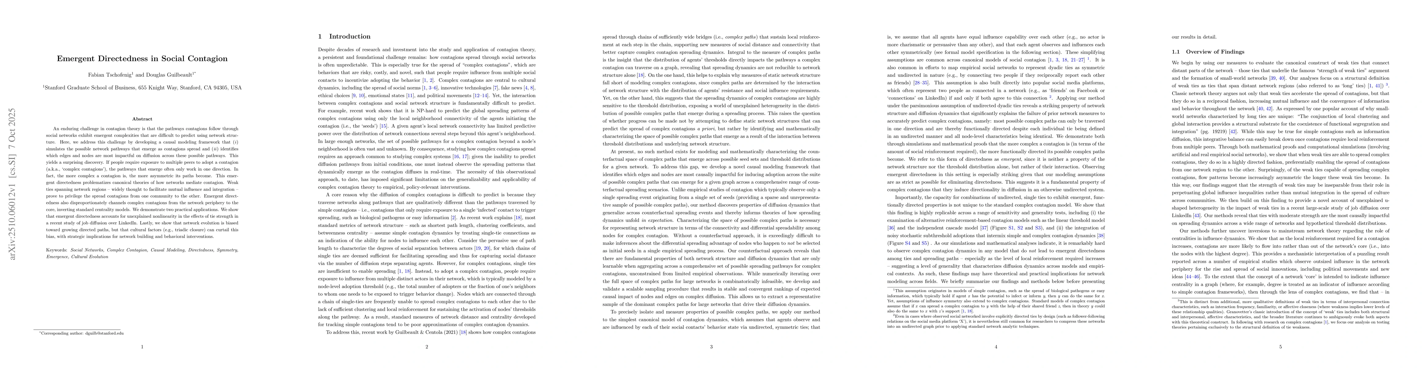 Thumbnail for Emergent Directedness in Social Contagion