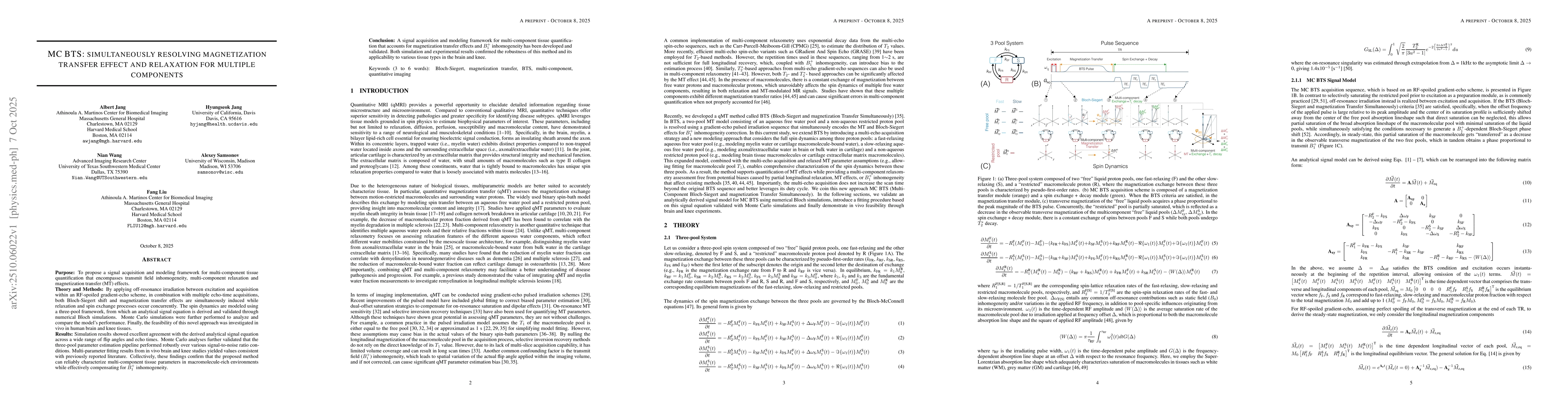 Thumbnail for MC BTS: simultaneously resolving magnetization transfer effect and
  relaxation for multiple components