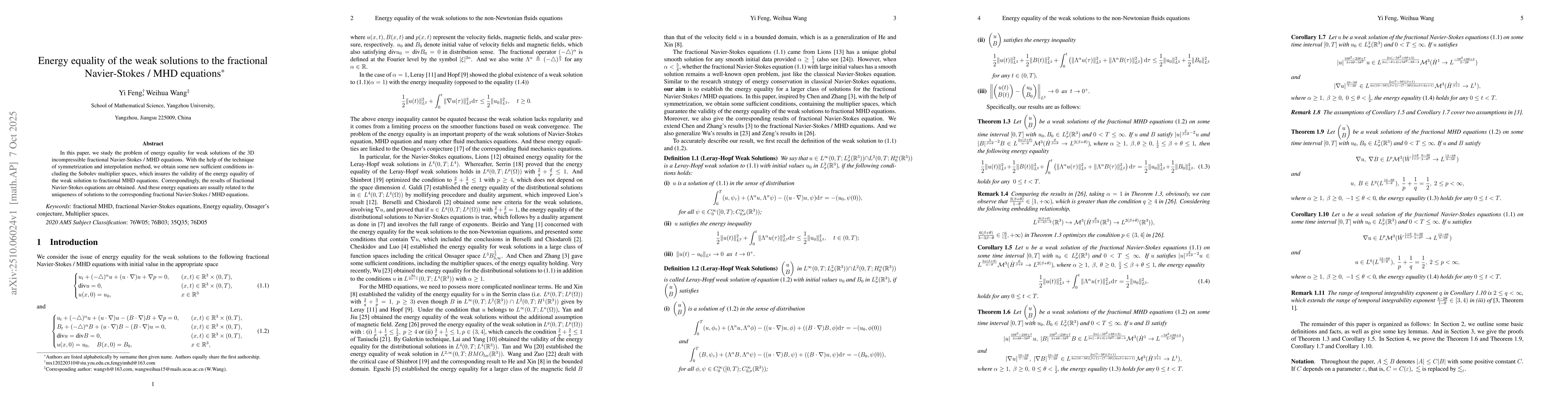 Thumbnail for Energy equality of the weak solutions to the fractional Navier-Stokes /
  MHD equations