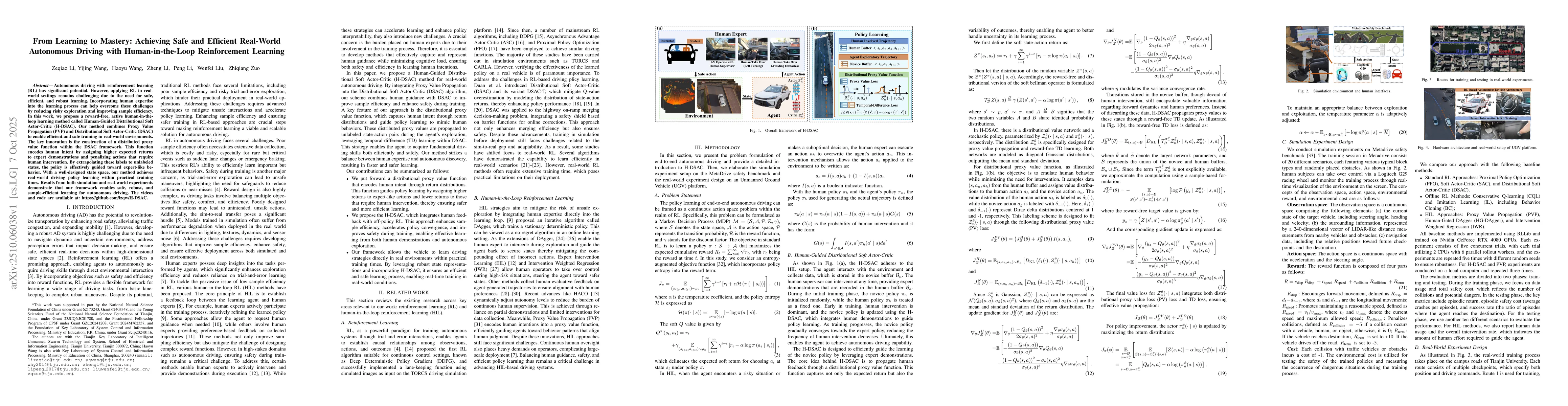 Thumbnail for From Learning to Mastery: Achieving Safe and Efficient Real-World
  Autonomous Driving with Human-In-The-Loop Reinforcement Learning