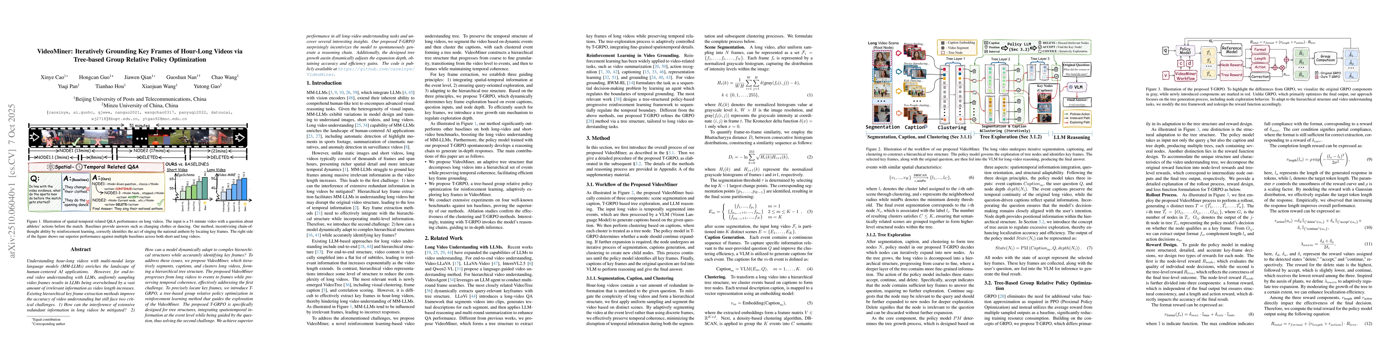 Thumbnail for VideoMiner: Iteratively Grounding Key Frames of Hour-Long Videos via
  Tree-based Group Relative Policy Optimization