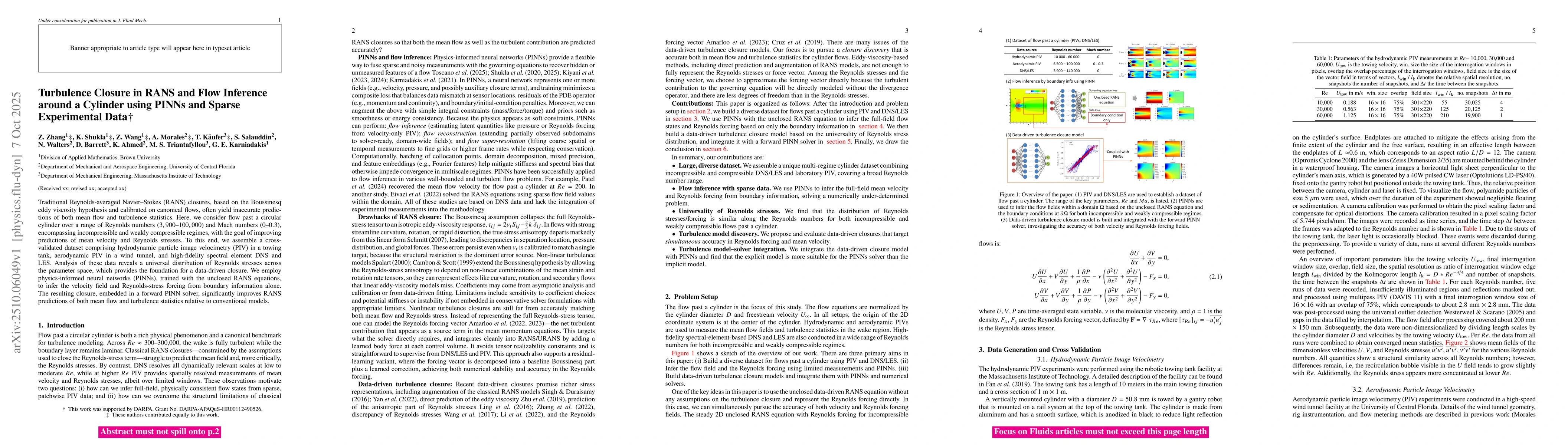 Thumbnail for Turbulence Closure in RANS and Flow Inference around a Cylinder using
  PINNs and Sparse Experimental Data