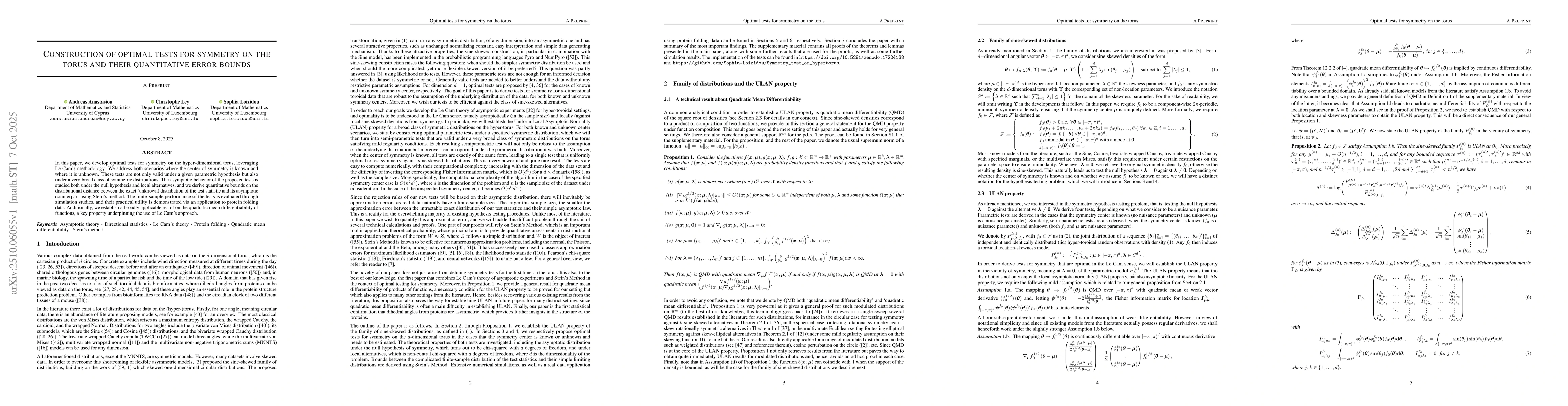 Thumbnail for Construction of optimal tests for symmetry on the torus and their
  quantitative error bounds