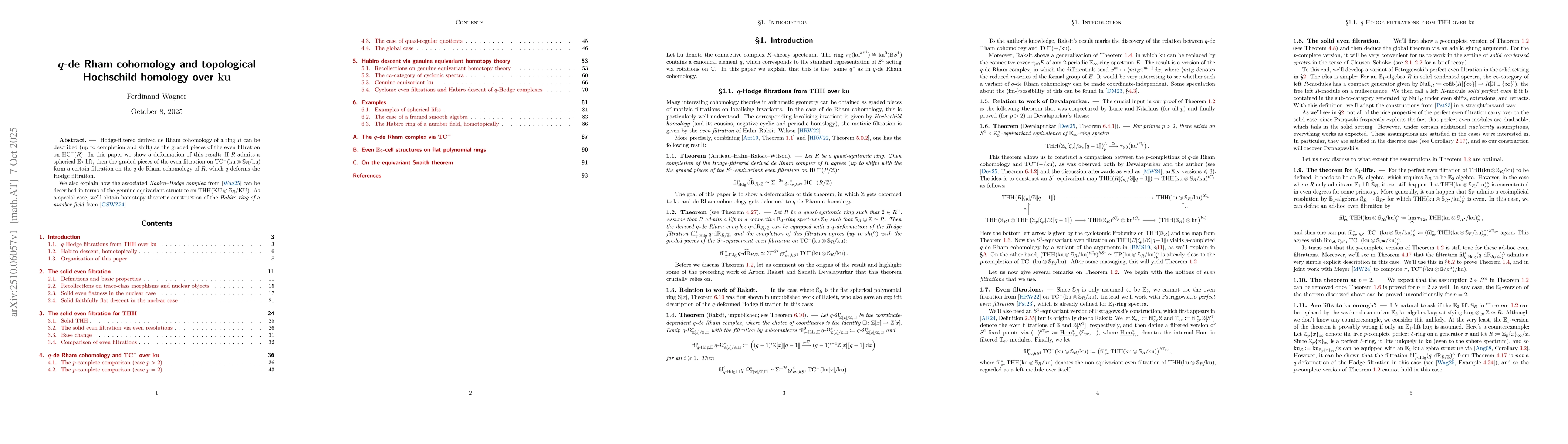 Thumbnail for $q$-de Rham cohomology and topological Hochschild homology over ku