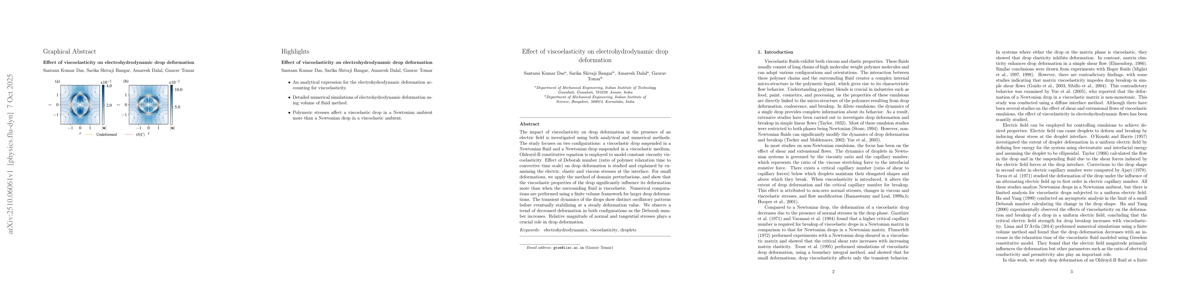 Thumbnail for Effect of viscoelasticity on electrohydrodynamic drop deformation
