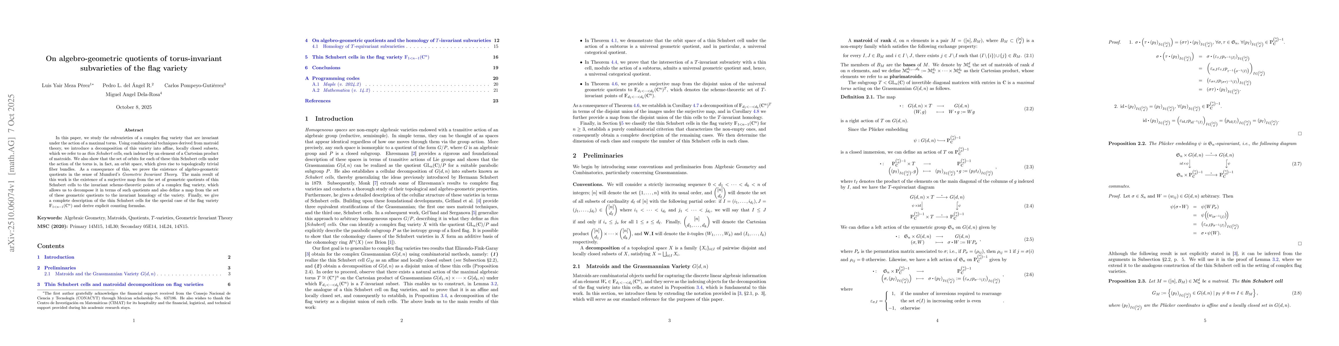 Thumbnail for On algebro-geometric quotients of torus-invariant subvarieties of the
  flag varietiy