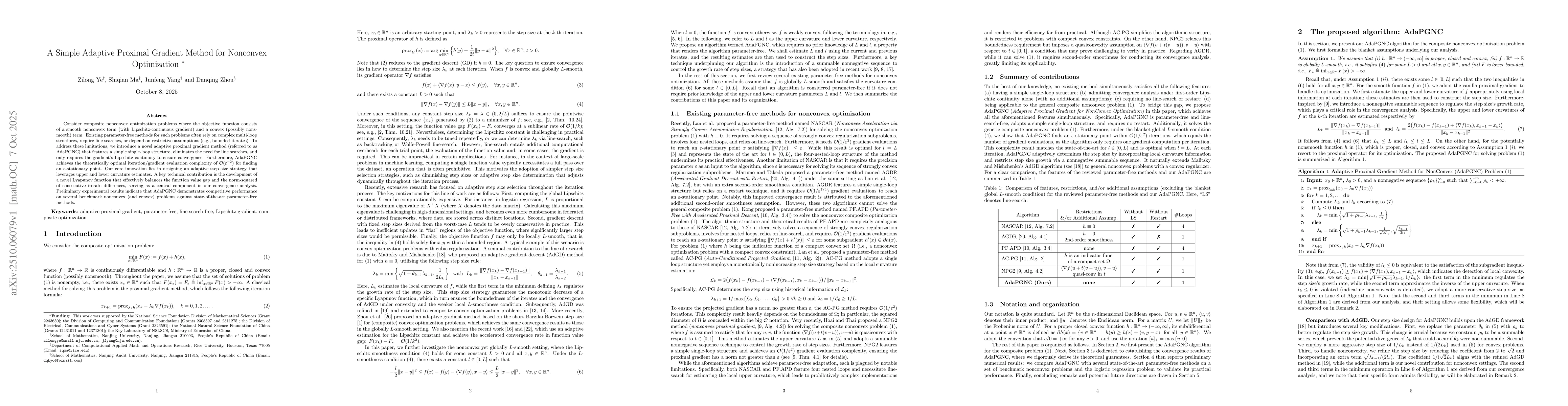 Thumbnail for A Simple Adaptive Proximal Gradient Method for Nonconvex Optimization