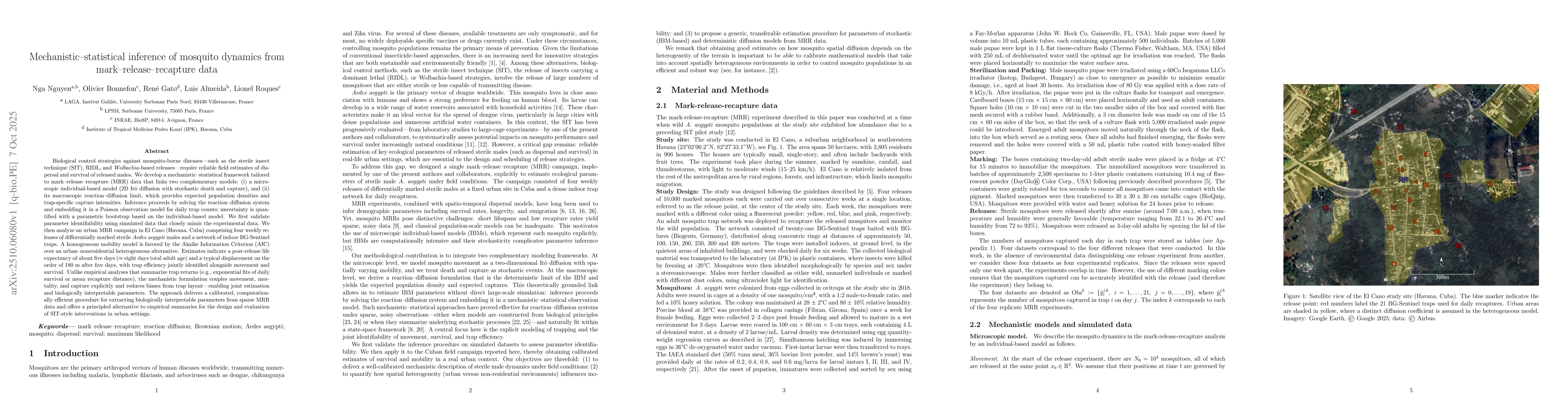 Thumbnail for Mechanistic-statistical inference of mosquito dynamics from
  mark-release-recapture data