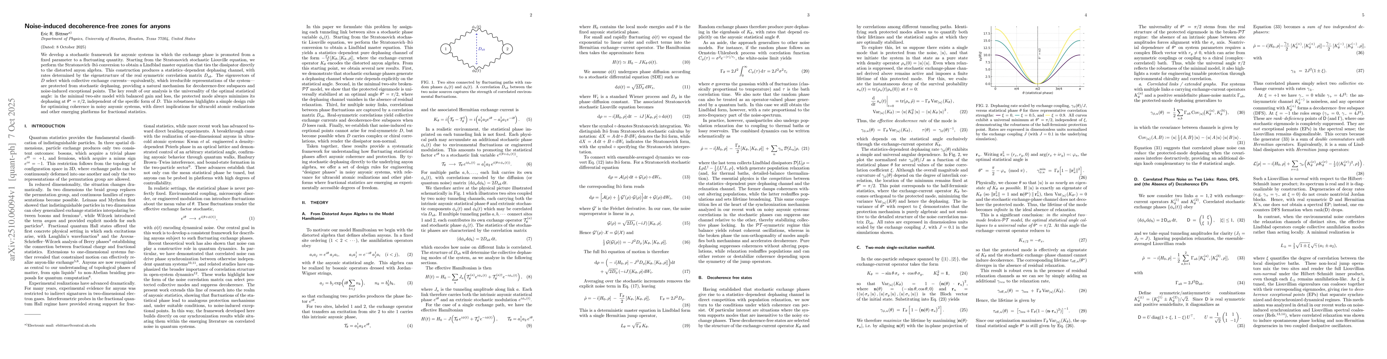 Thumbnail for Noise-induced decoherence-free zones for anyons