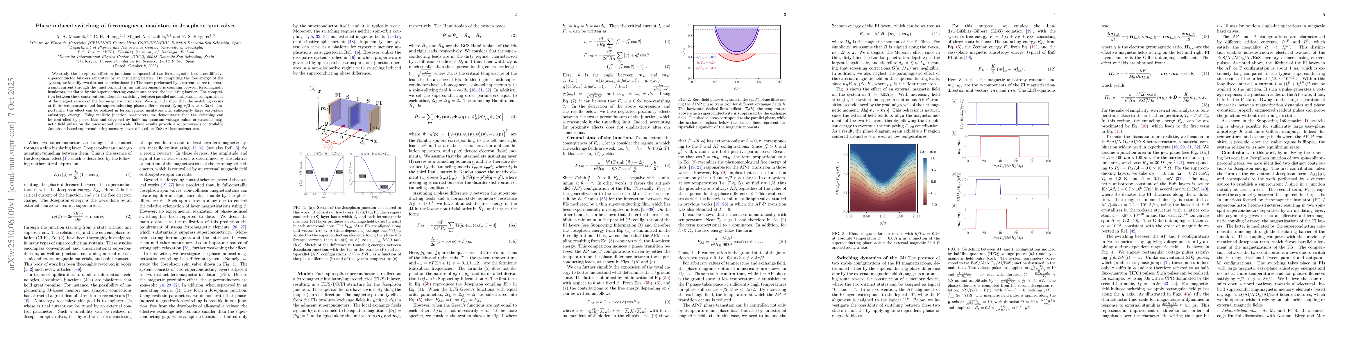Thumbnail for Phase-induced switching of ferromagnetic insulators in Josephson spin
  valves