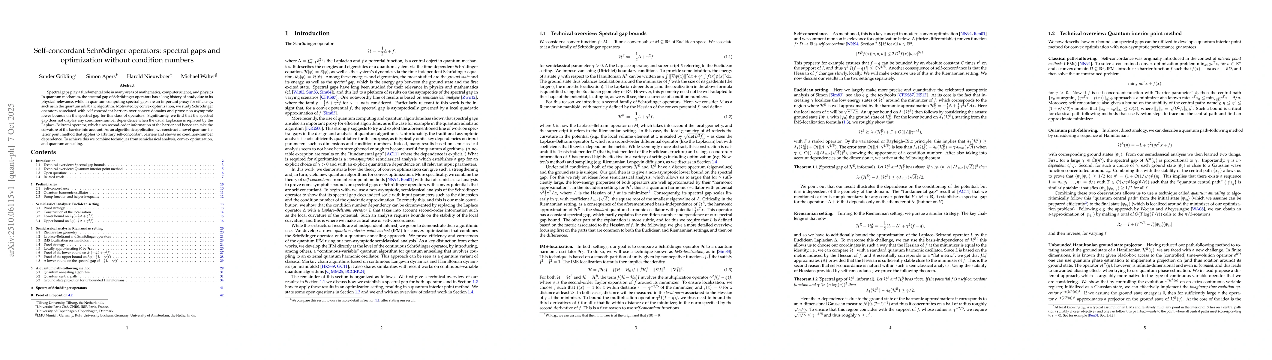 Thumbnail for Self-concordant Schrödinger operators: spectral gaps and optimization
  without condition numbers