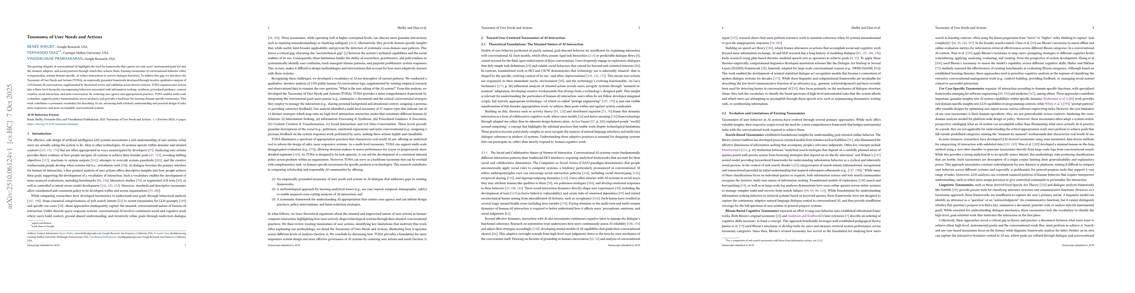 Thumbnail for Taxonomy of User Needs and Actions