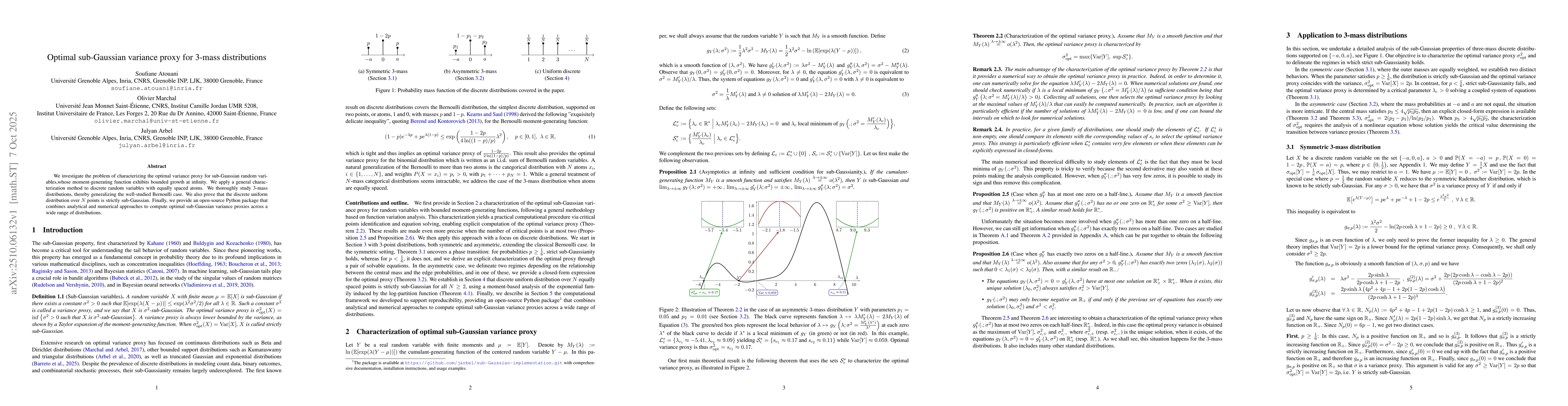 Thumbnail for Optimal sub-Gaussian variance proxy for 3-mass distributions
