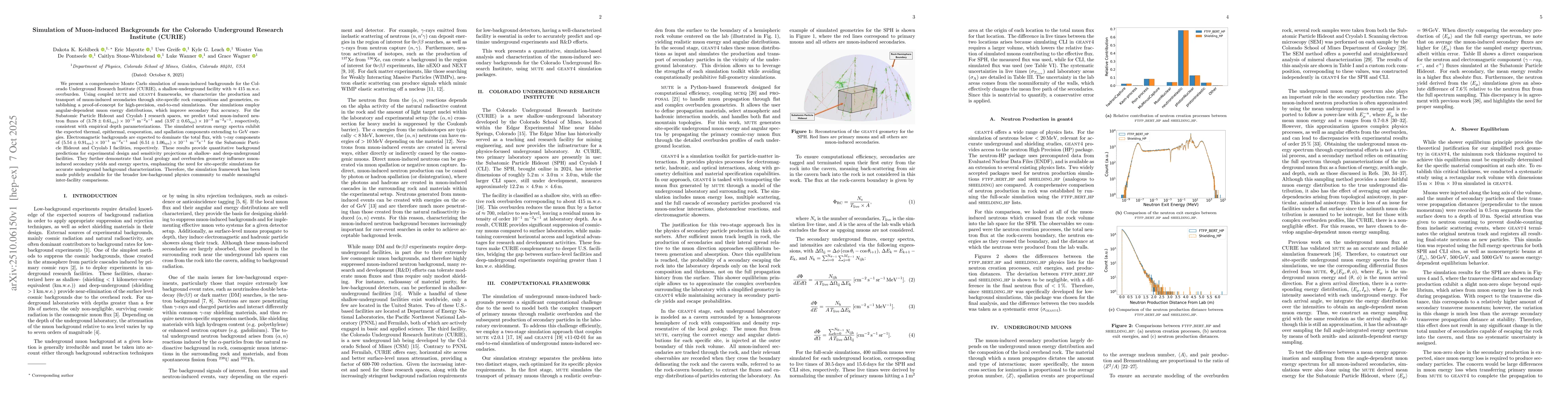 Thumbnail for Simulation of Muon-induced Backgrounds for the Colorado Underground
  Research Institute (CURIE)