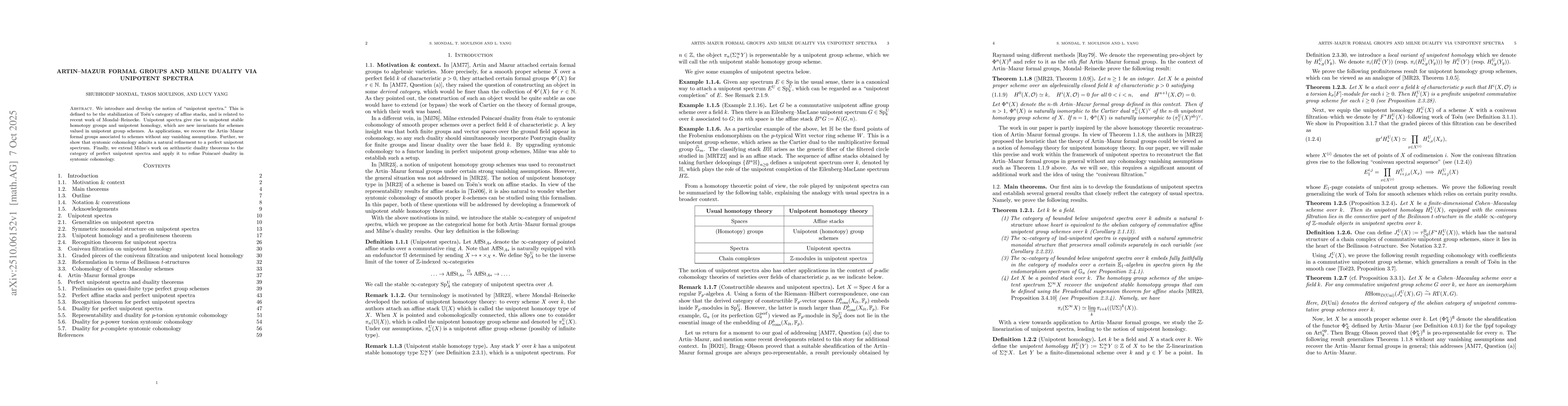 Thumbnail for Artin--Mazur formal groups and Milne duality via unipotent spectra