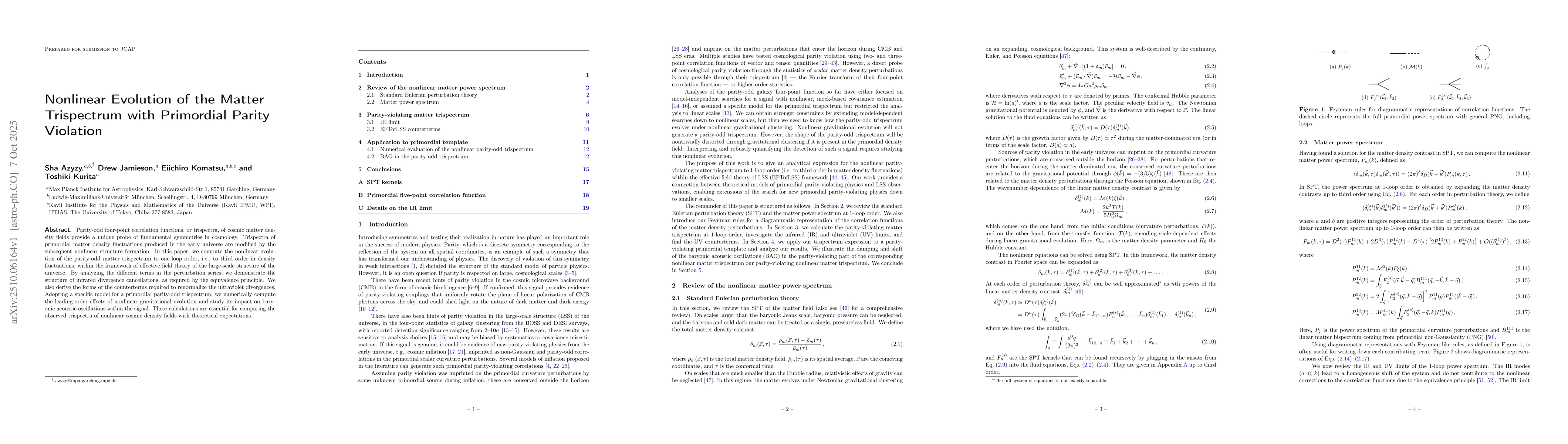 Thumbnail for Nonlinear Evolution of the Matter Trispectrum with Primordial Parity
  Violation