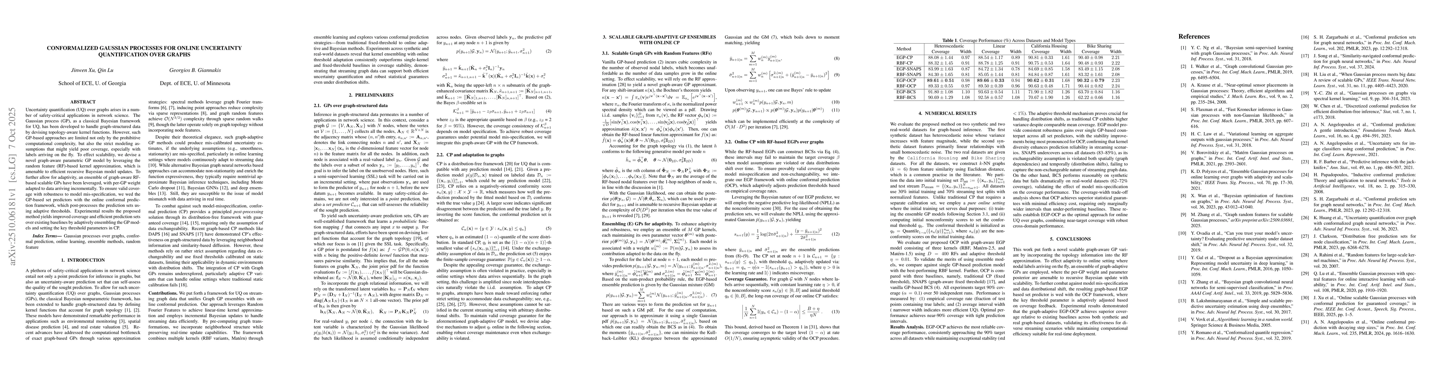 Thumbnail for Conformalized Gaussian processes for online uncertainty quantification
  over graphs