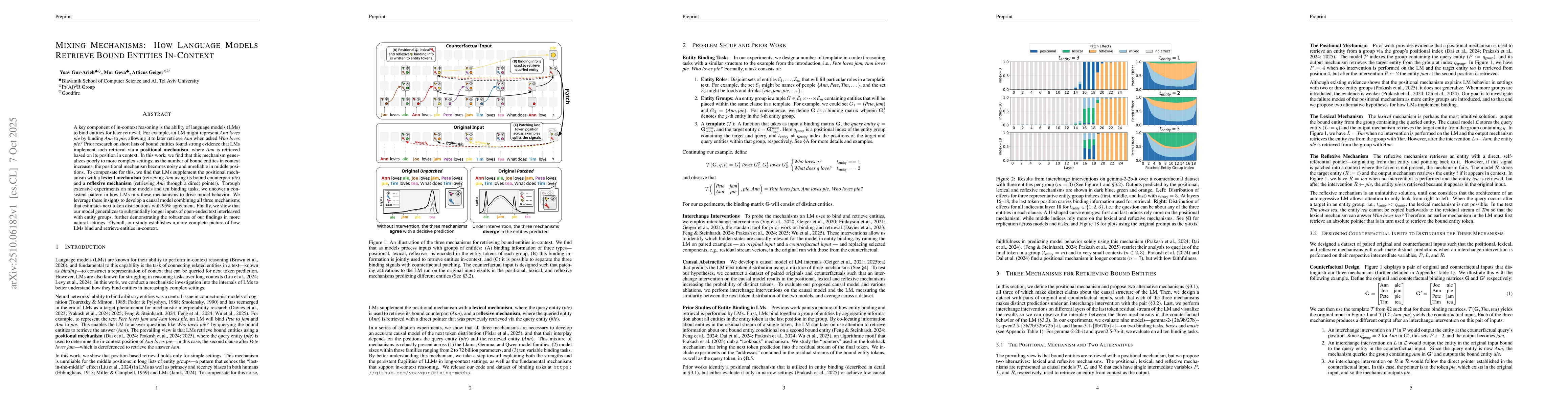 Thumbnail for Mixing Mechanisms: How Language Models Retrieve Bound Entities
  In-Context