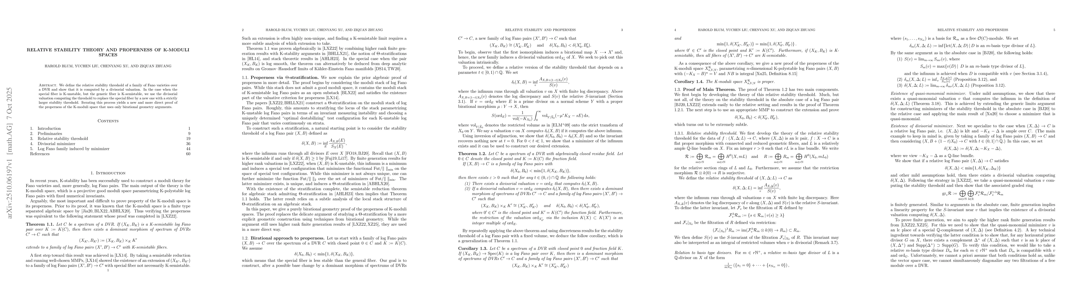 Thumbnail for Relative stability theory and properness of K-moduli spaces