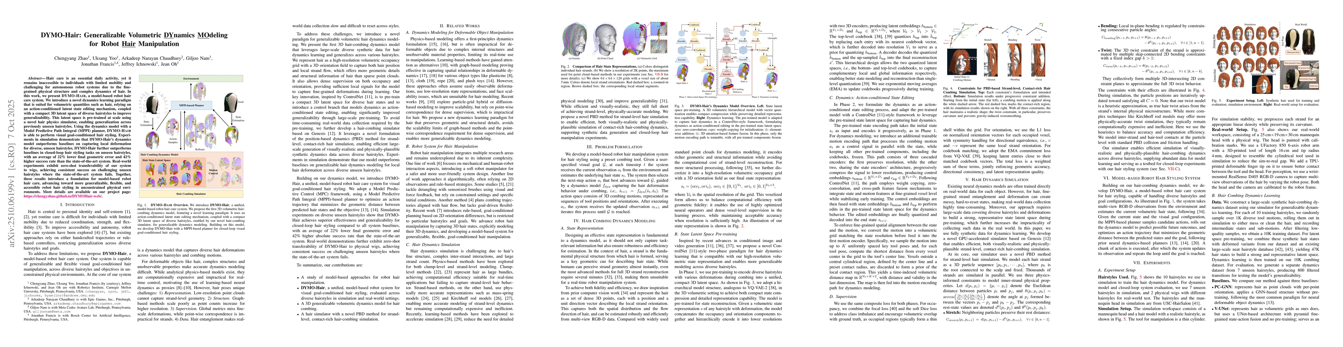 Thumbnail for DYMO-Hair: Generalizable Volumetric Dynamics Modeling for Robot Hair
  Manipulation