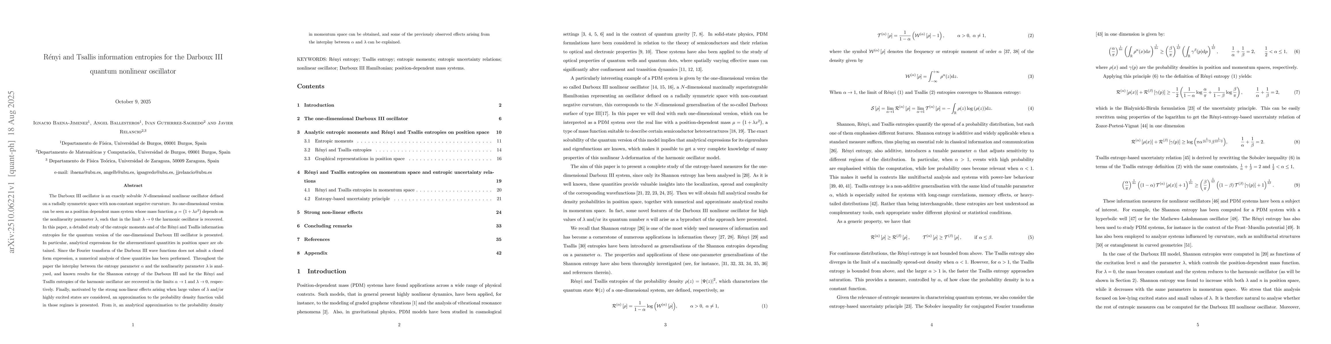Thumbnail for Rényi and Tsallis information entropies for the Darboux III quantum
  nonlinear oscillator