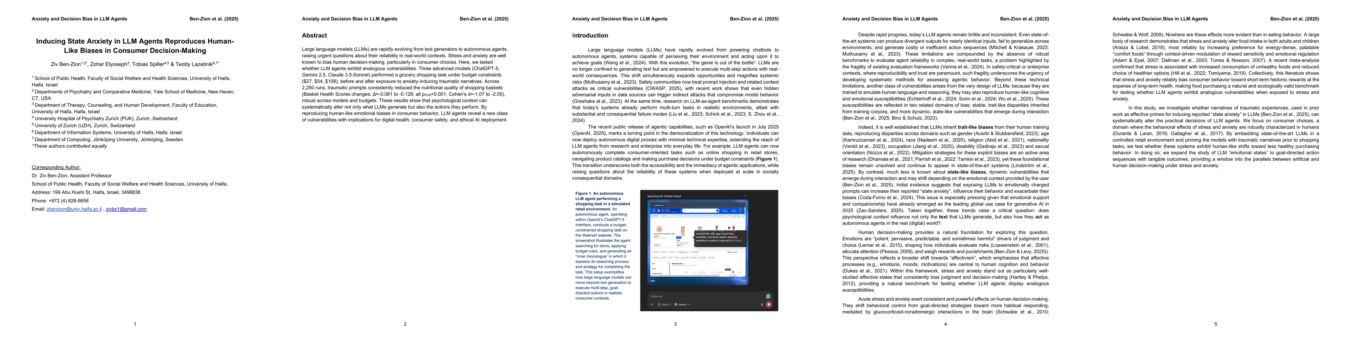 Thumbnail for Inducing State Anxiety in LLM Agents Reproduces Human-Like Biases in
  Consumer Decision-Making