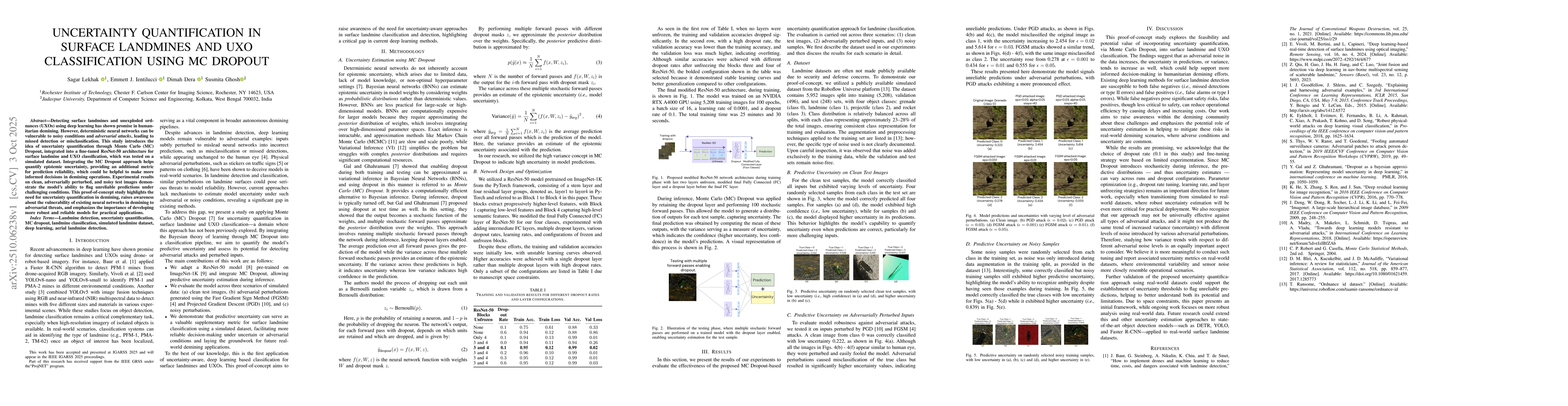 Thumbnail for Uncertainty Quantification In Surface Landmines and UXO Classification
  Using MC Dropout