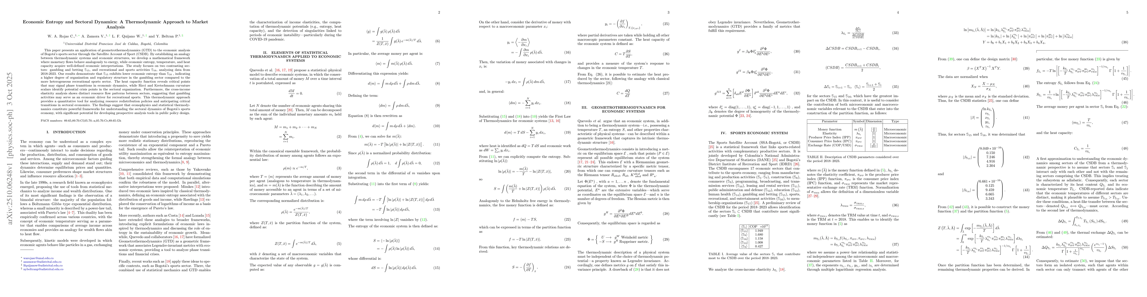Thumbnail for Economic Entropy and Sectoral Dynamics: A Thermodynamic Approach to
  Market Analysis