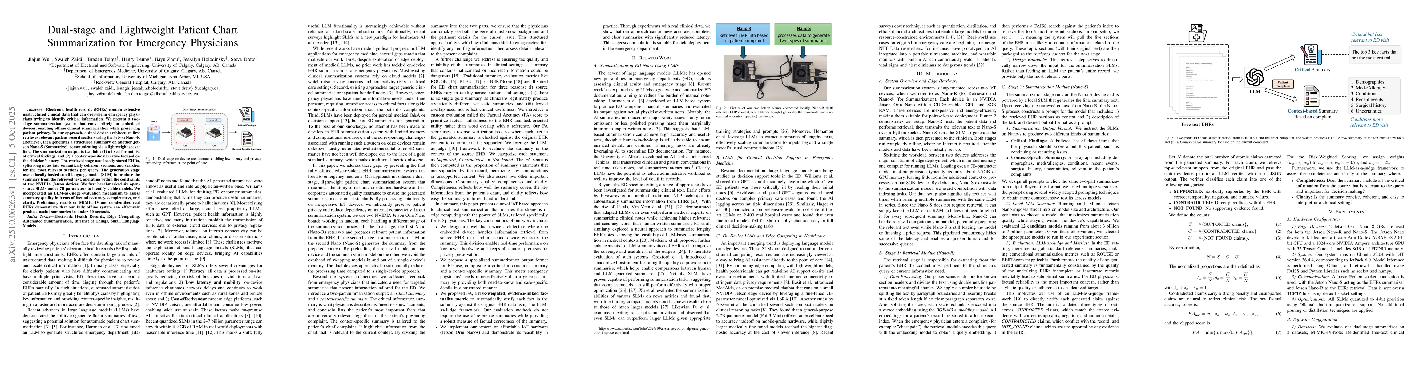 Thumbnail for Dual-stage and Lightweight Patient Chart Summarization for Emergency
  Physicians