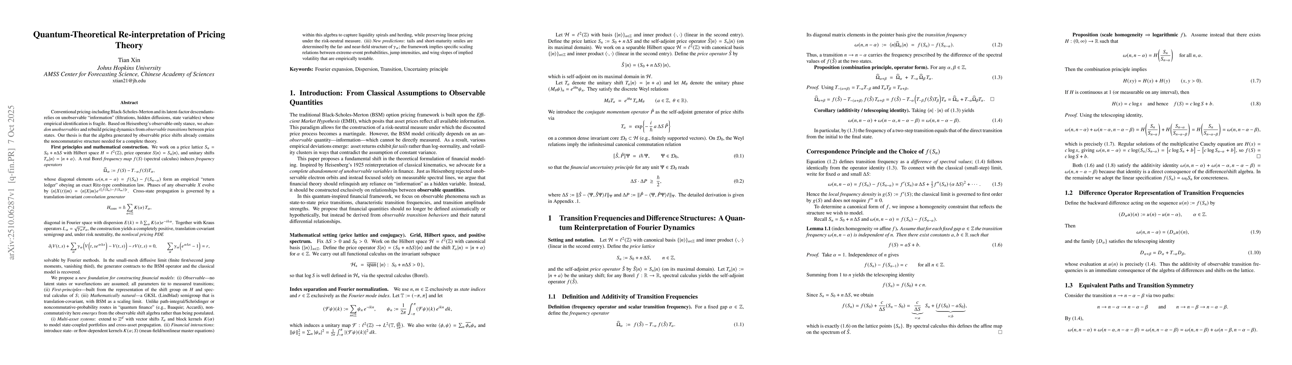 Thumbnail for Quantum-Theoretical Re-interpretation of Pricing Theory