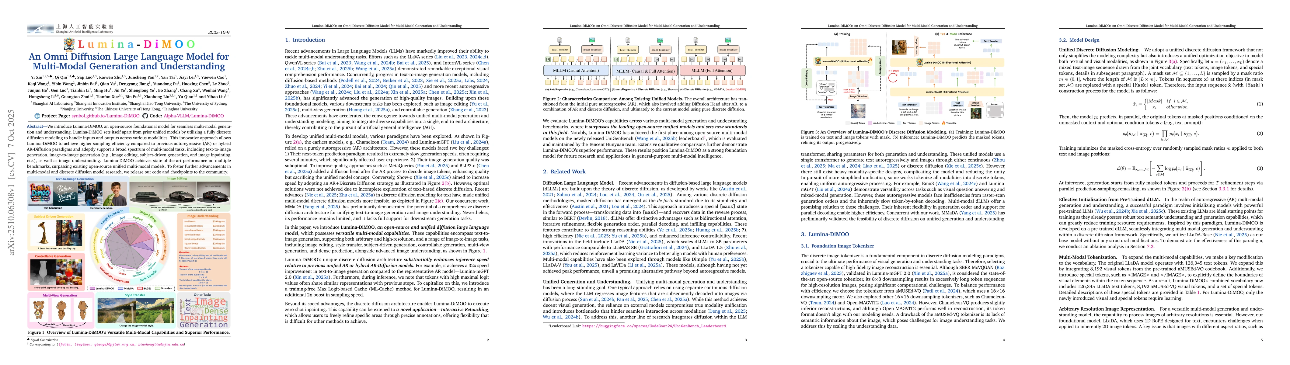 Thumbnail for Lumina-DiMOO: An Omni Diffusion Large Language Model for Multi-Modal
  Generation and Understanding