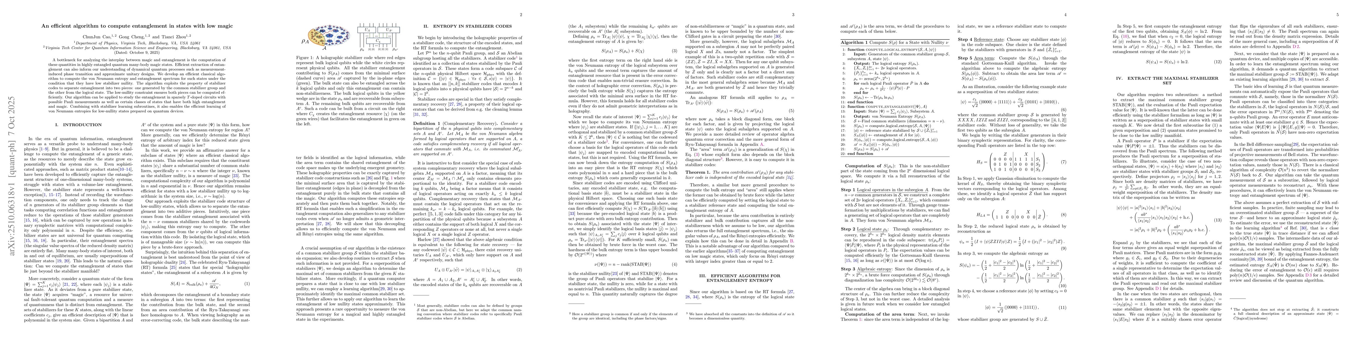 Thumbnail for An efficient algorithm to compute entanglement in states with low magic