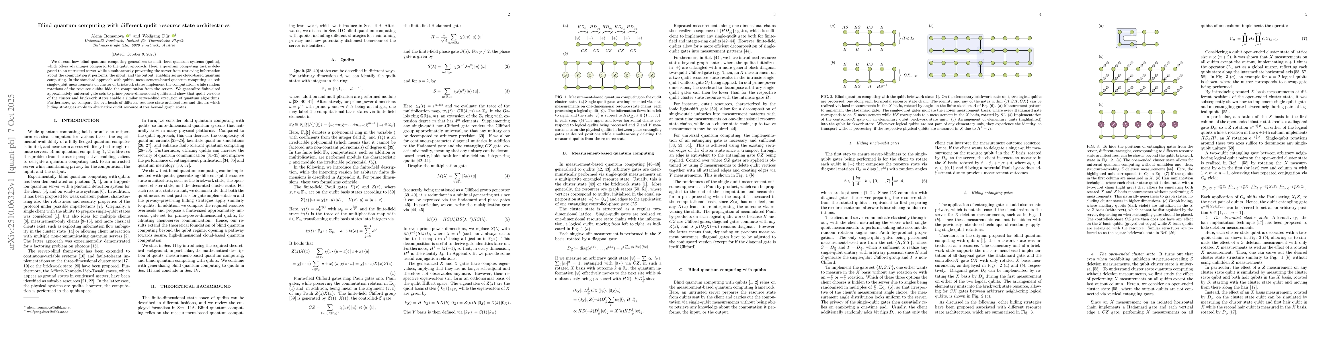 Thumbnail for Blind quantum computing with different qudit resource state
  architectures