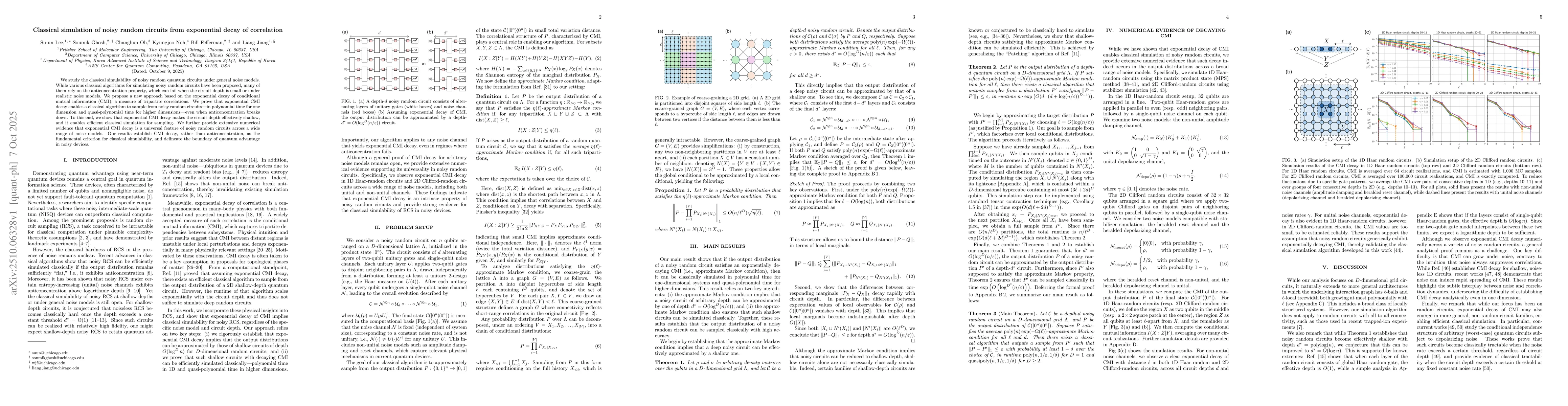 Thumbnail for Classical simulation of noisy random circuits from exponential decay of
  correlation