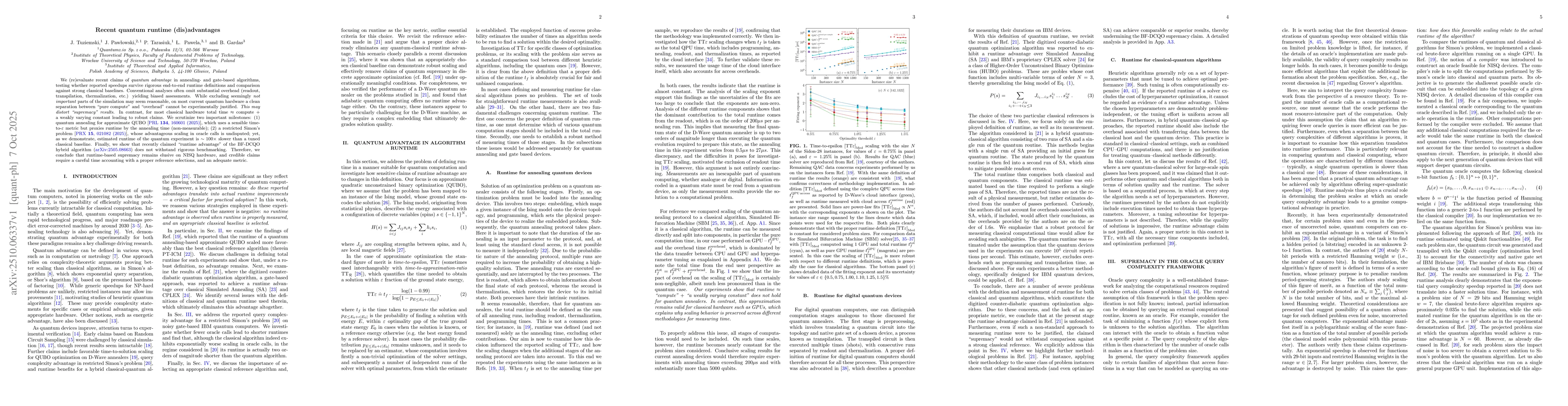 Thumbnail for Recent quantum runtime (dis)advantages