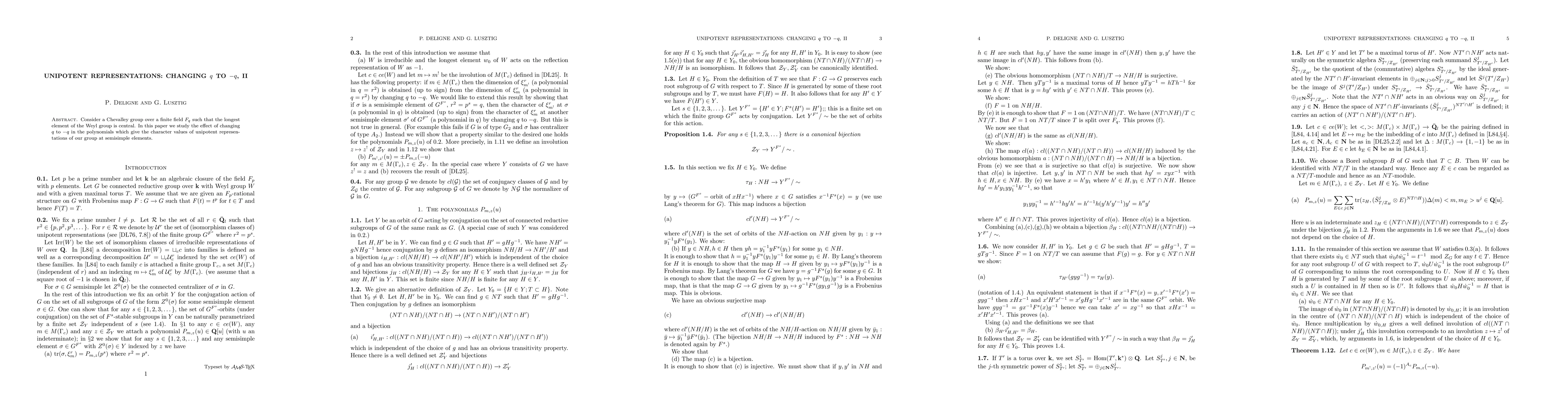 Thumbnail for Unipotent representations: changing q to -q, II