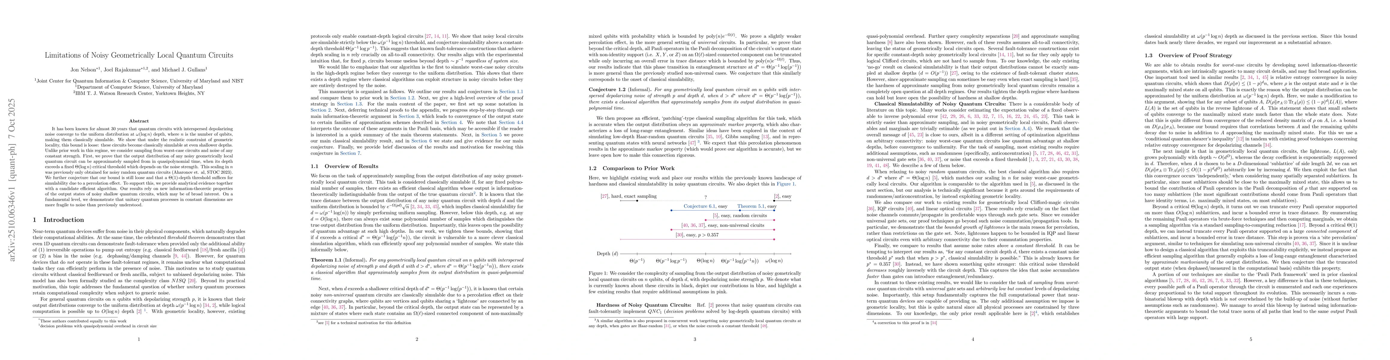 Thumbnail for Limitations of Noisy Geometrically Local Quantum Circuits