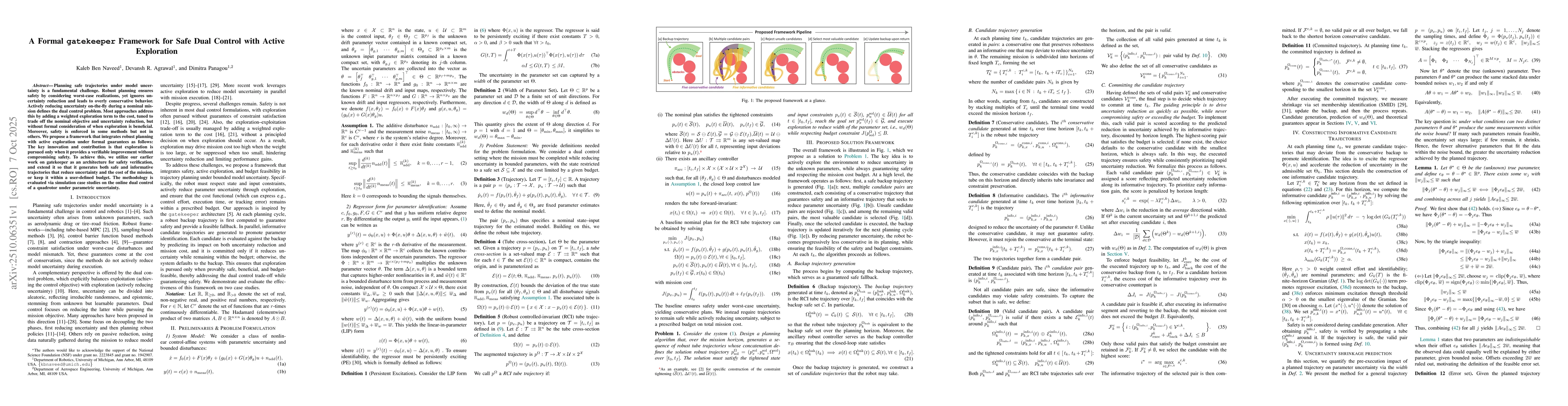Thumbnail for A Formal gatekeeper Framework for Safe Dual Control with Active
  Exploration