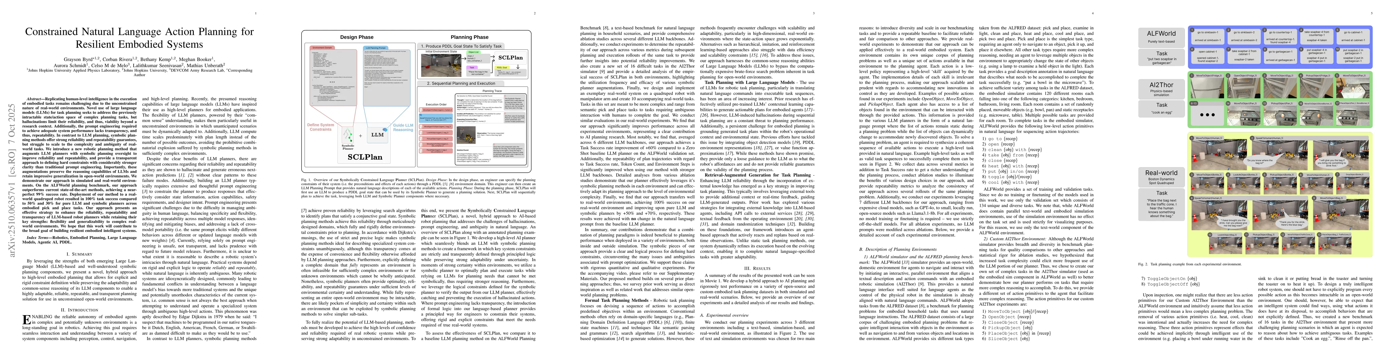 Thumbnail for Constrained Natural Language Action Planning for Resilient Embodied
  Systems