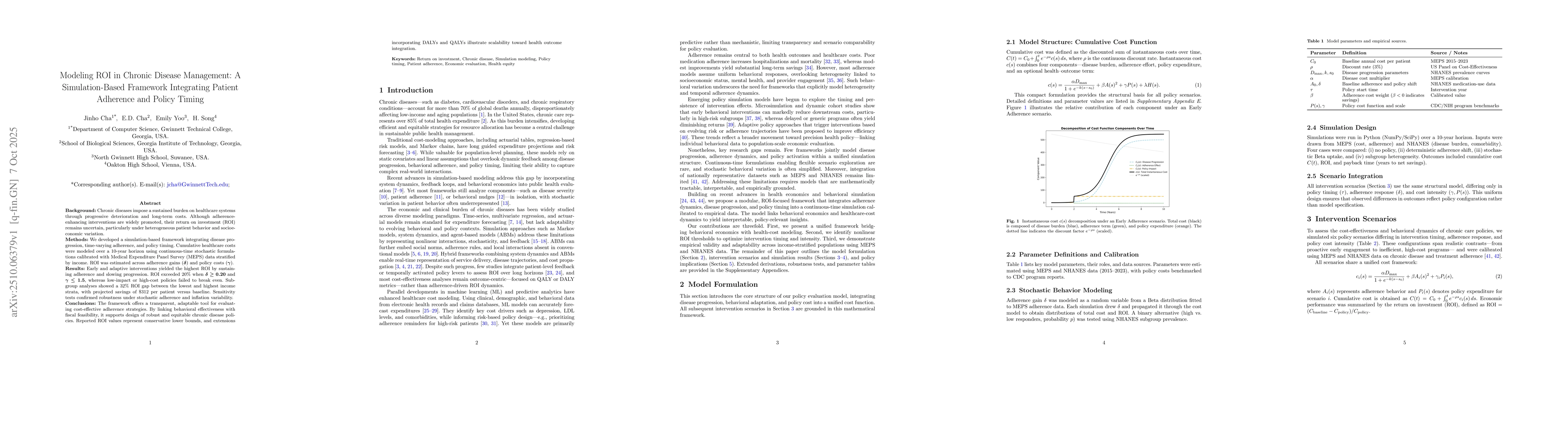 Thumbnail for Modeling ROI in Chronic Disease Management, A Simulation-Based Framework
  Integrating Patient Adherence and Policy Timing
