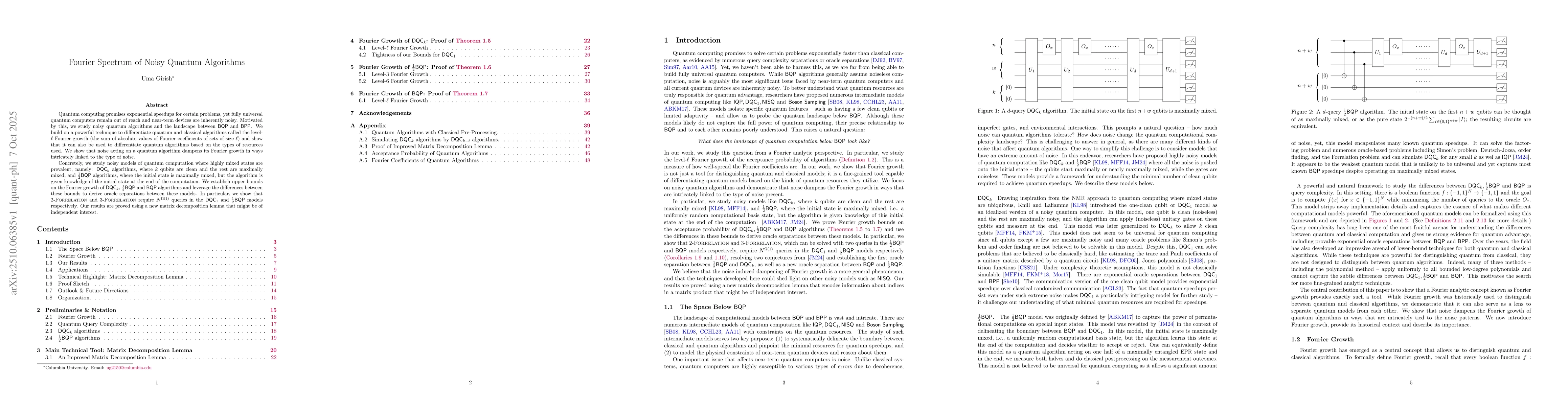Thumbnail for Fourier Spectrum of Noisy Quantum Algorithms
