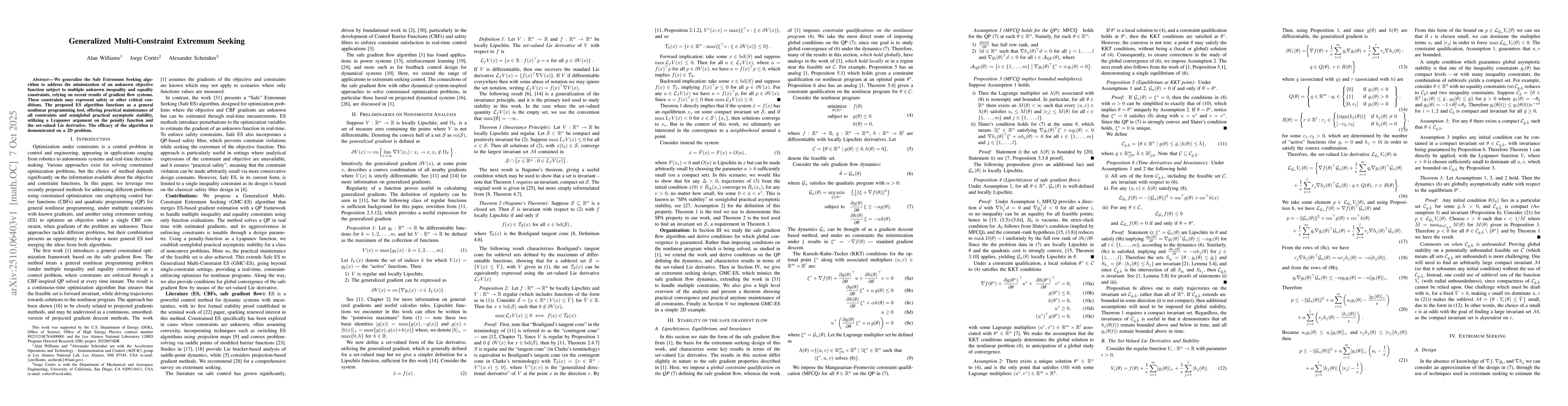 Thumbnail for Generalized Multi-Constraint Extremum Seeking