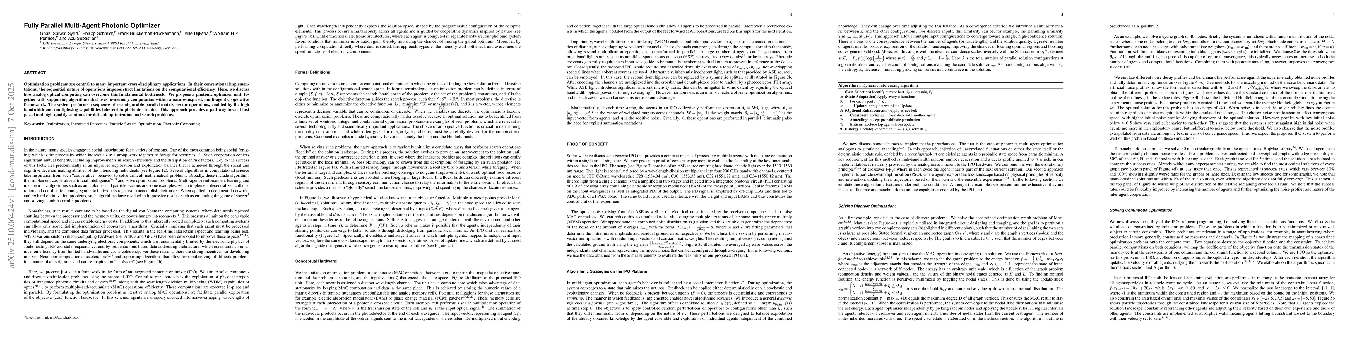 Thumbnail for Fully Parallel Multi-Agent Photonic Optimizer