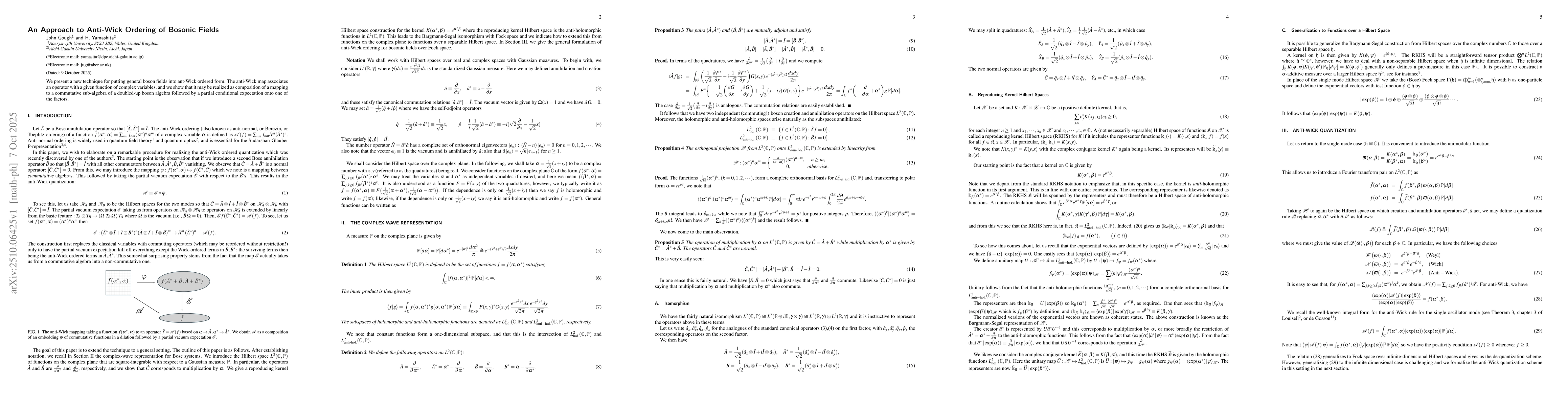 Thumbnail for An Approach to Anti-Wick Ordering of Bosonic Fields