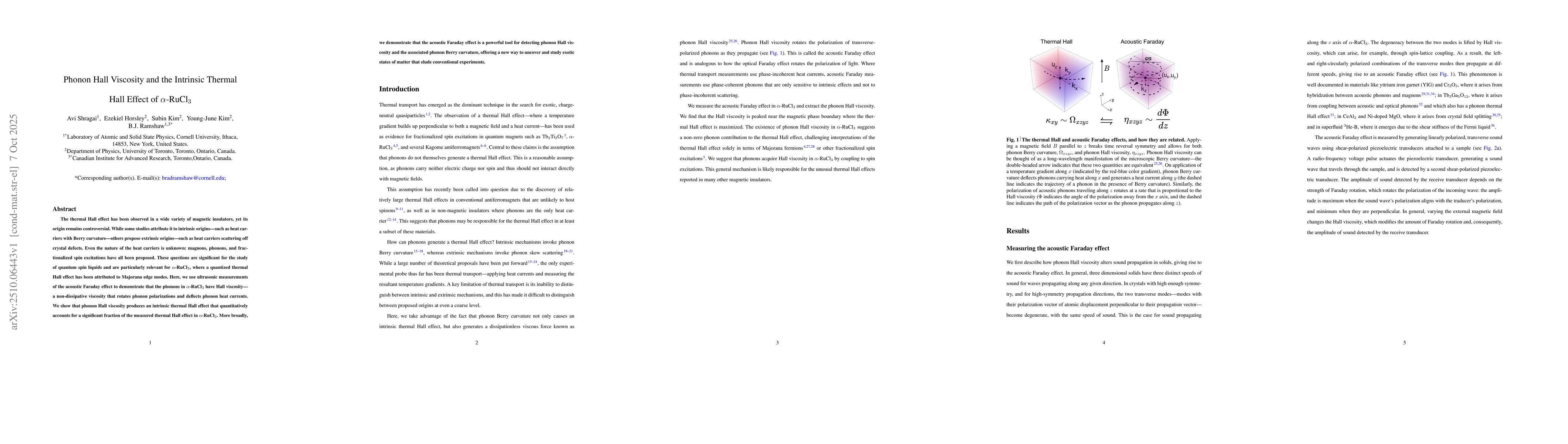 Thumbnail for Phonon Hall Viscosity and the Intrinsic Thermal Hall Effect of
  $α$-RuCl$_3$