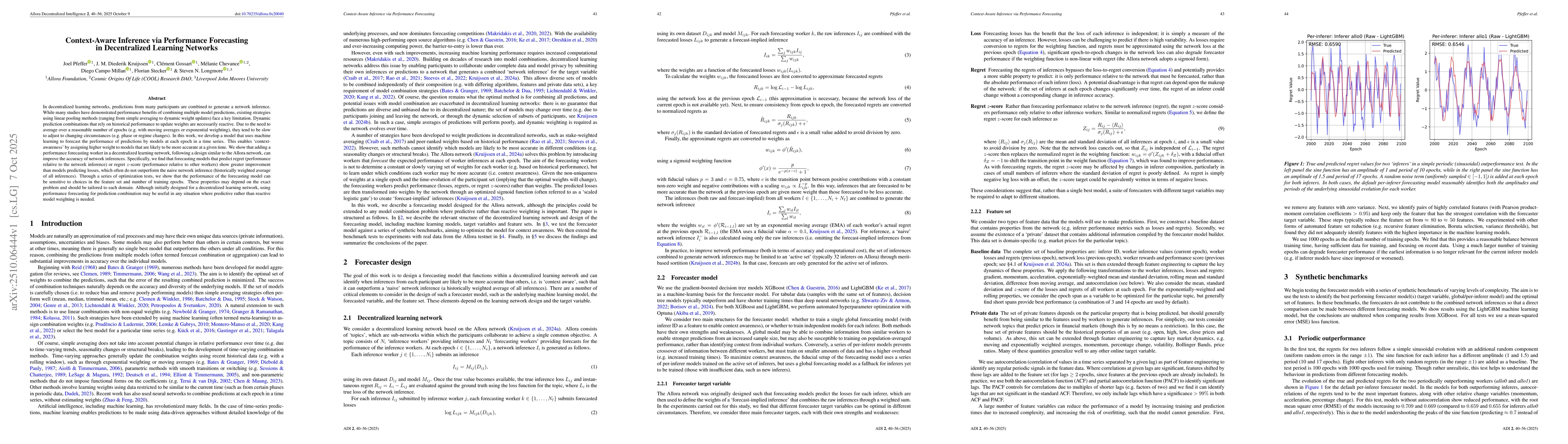 Thumbnail for Context-Aware Inference via Performance Forecasting in Decentralized
  Learning Networks